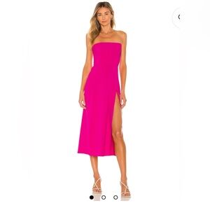 Amanda Uprichard Mandy Midi Dress in Hot Pink